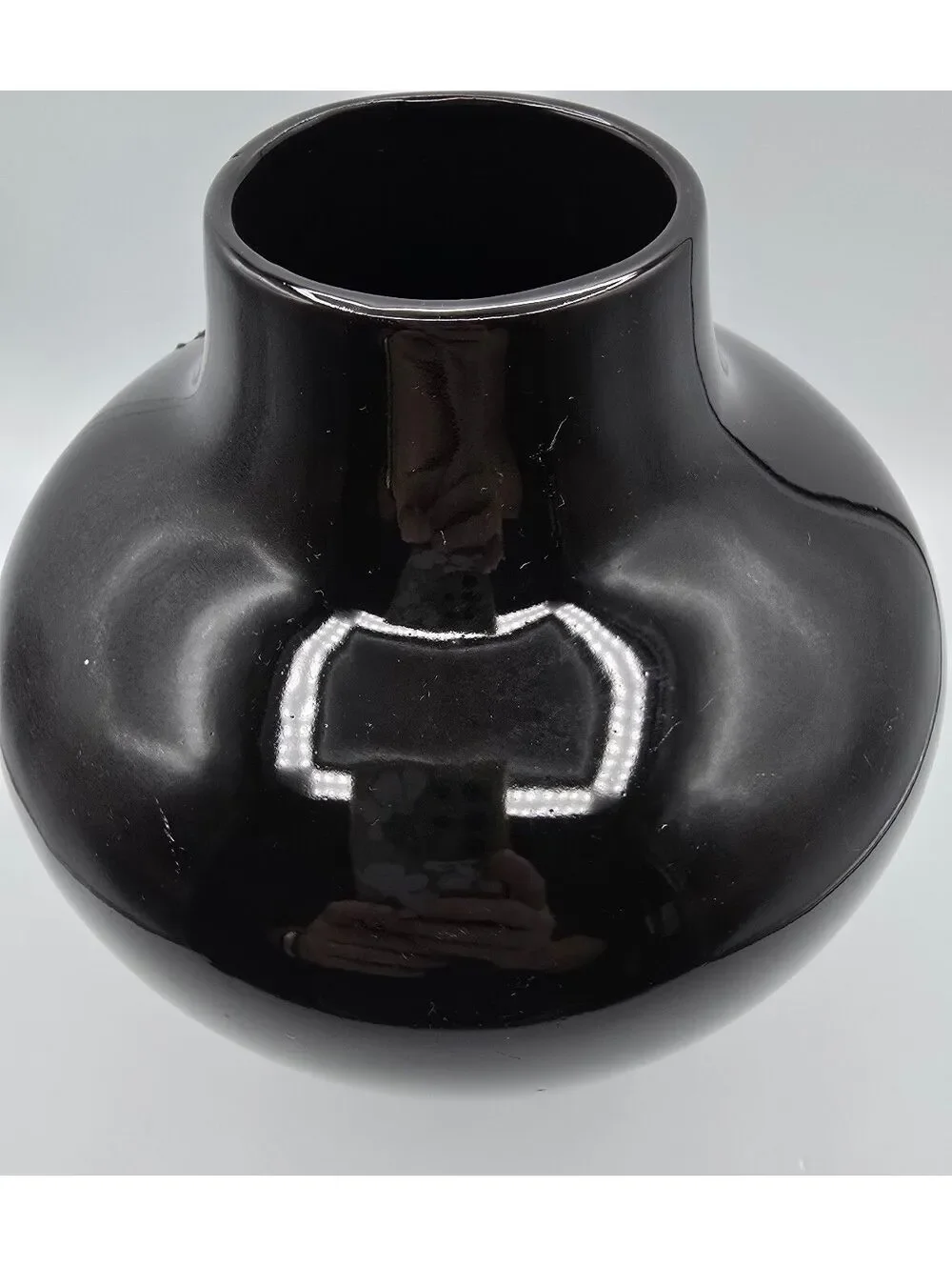 Vintage 1980s Mikasa Japan Black Ceramic Vase Modernist Postmodern 9.5